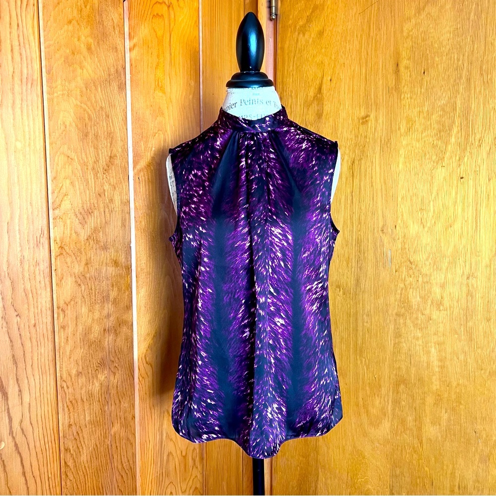 Vince Camuto Purple Animal Print Sleeveless Top Size 10